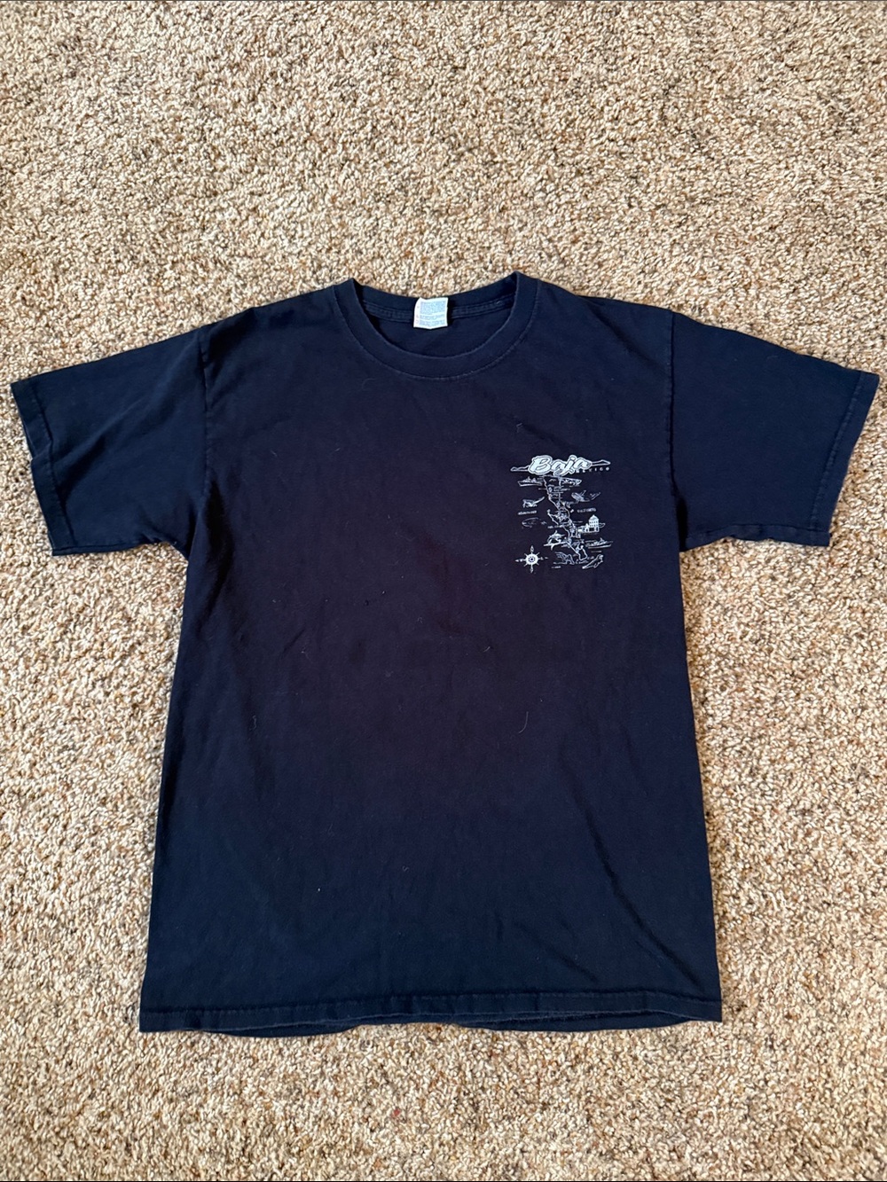 Men's Crew Neck Black Short Sleeve Graphic Tee Baja Mexico